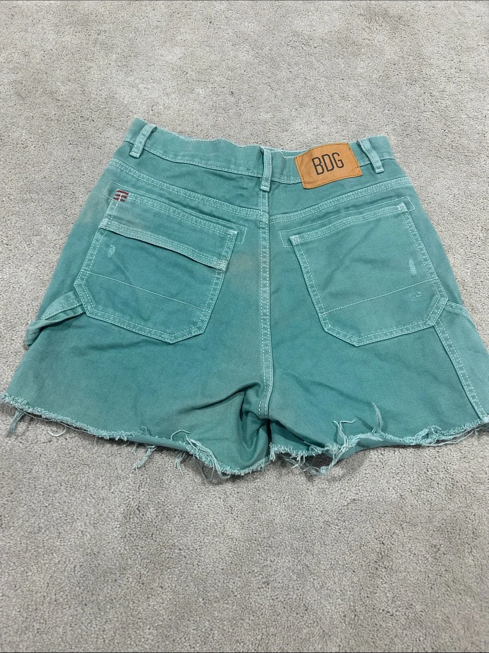 Women’s Teal Utility BDG Denim Shorts - Casual Frayed Hem size 6/28